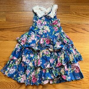 Mousefeathers vintage blue sleevelesss floral dress size 6